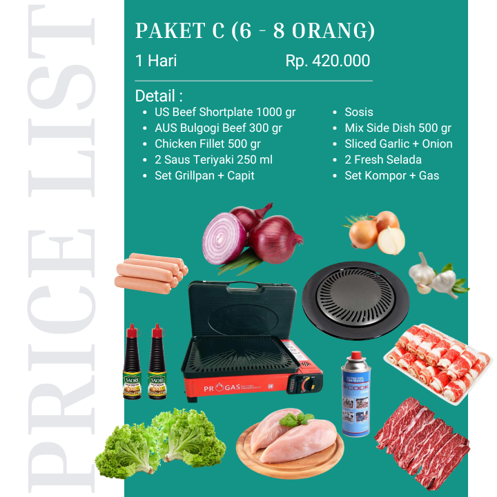 Harga Sewa BBQ Grill dan Paket C
