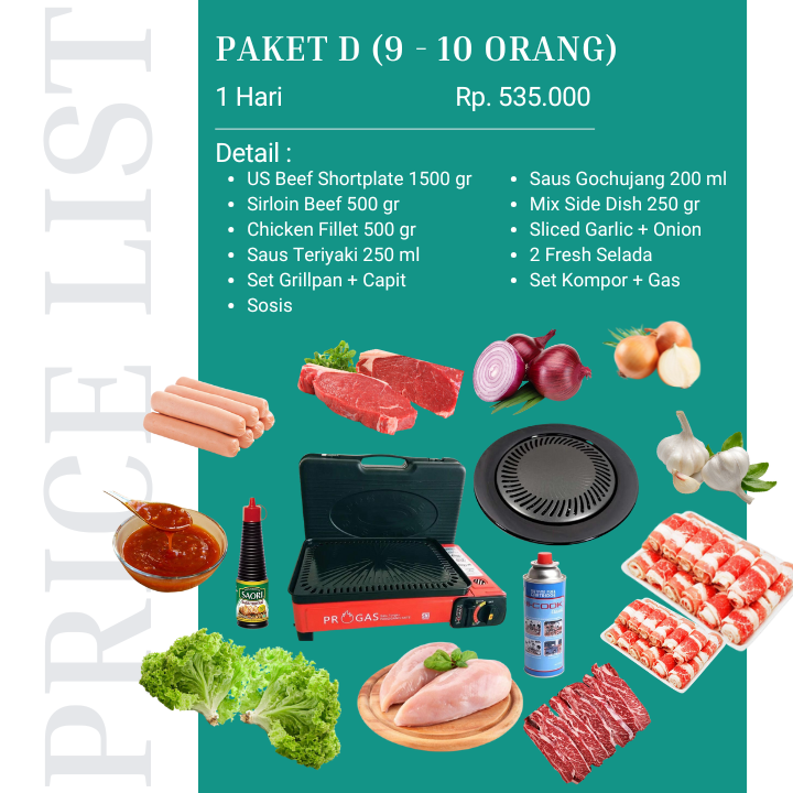 Harga Sewa BBQ Grill dan Paket D