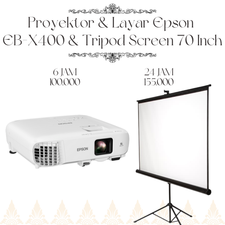 Harga Sewa Layar dan Proyektor Epson EBX-400 di Mahanta