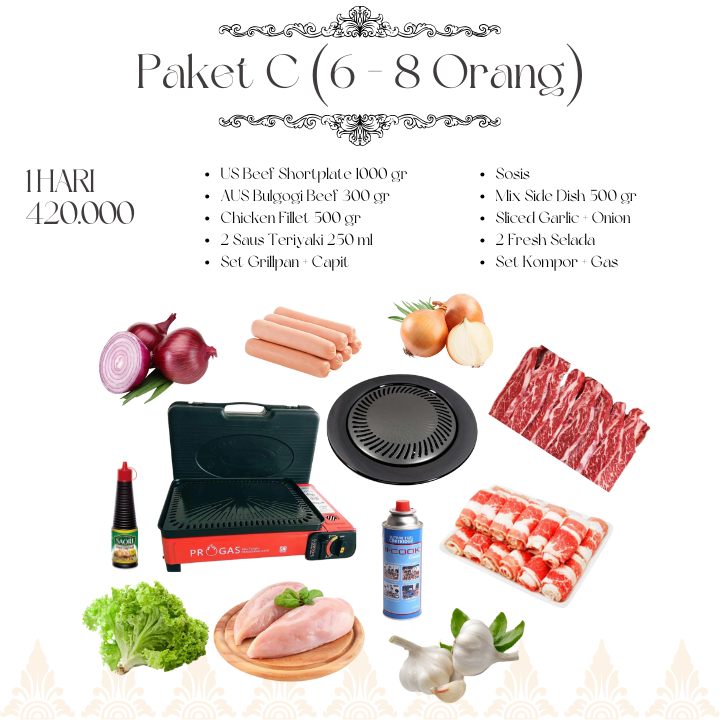Harga Sewa BBQ Grill Paket C