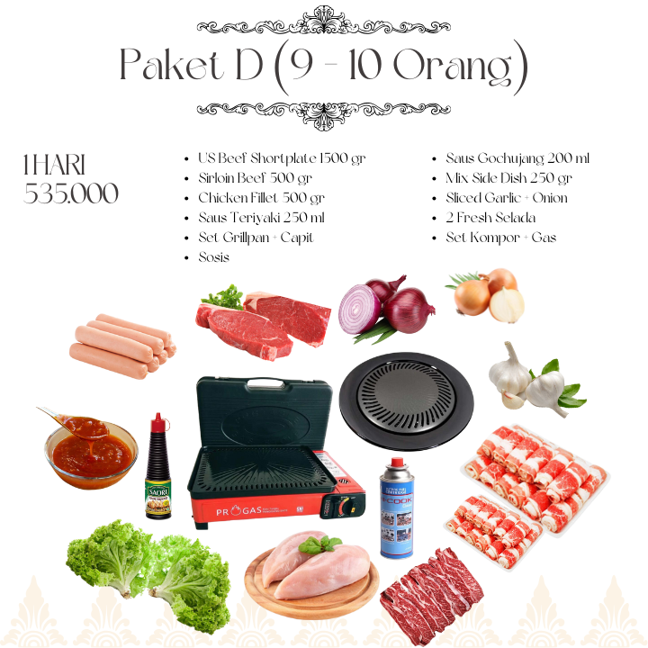 Harga Sewa BBQ Grill Paket D