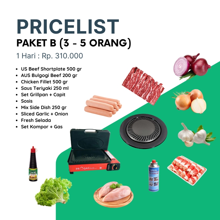 Pricelist Sewa BBQ Grill Paket B