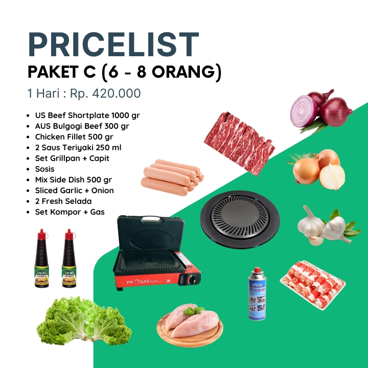 Pricelist Sewa BBQ Grill Paket C